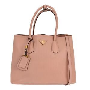 Prada Saffiano Leather Cuir Double Tote Pink